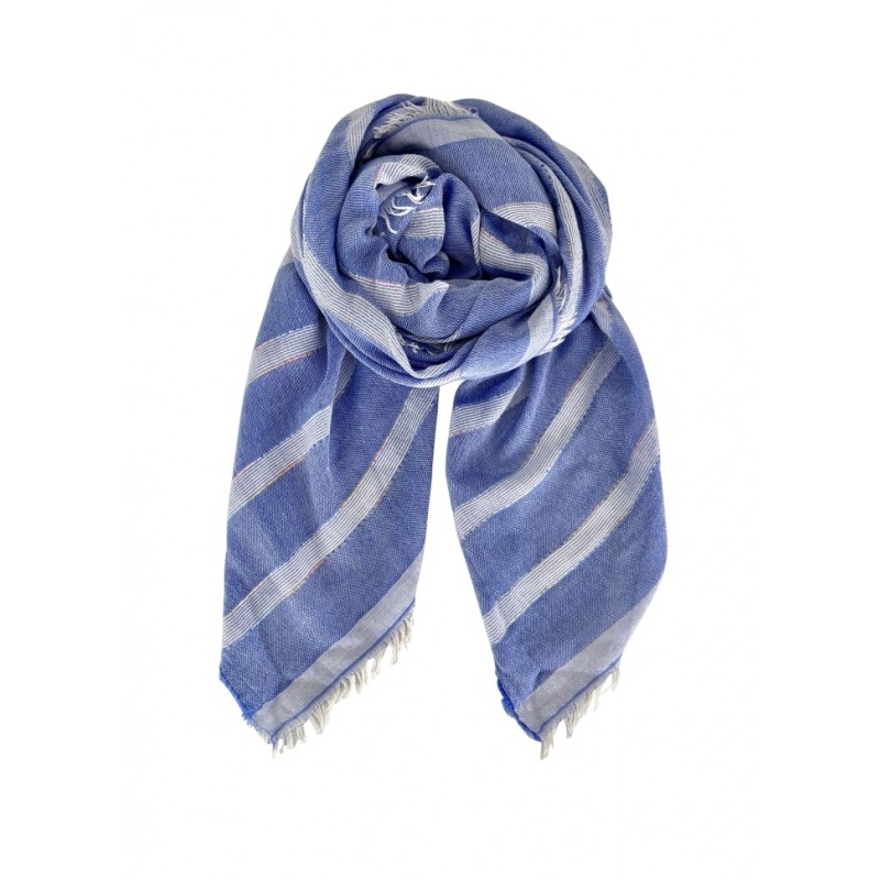 Black Colour Beverly Striped Scarf Blue 