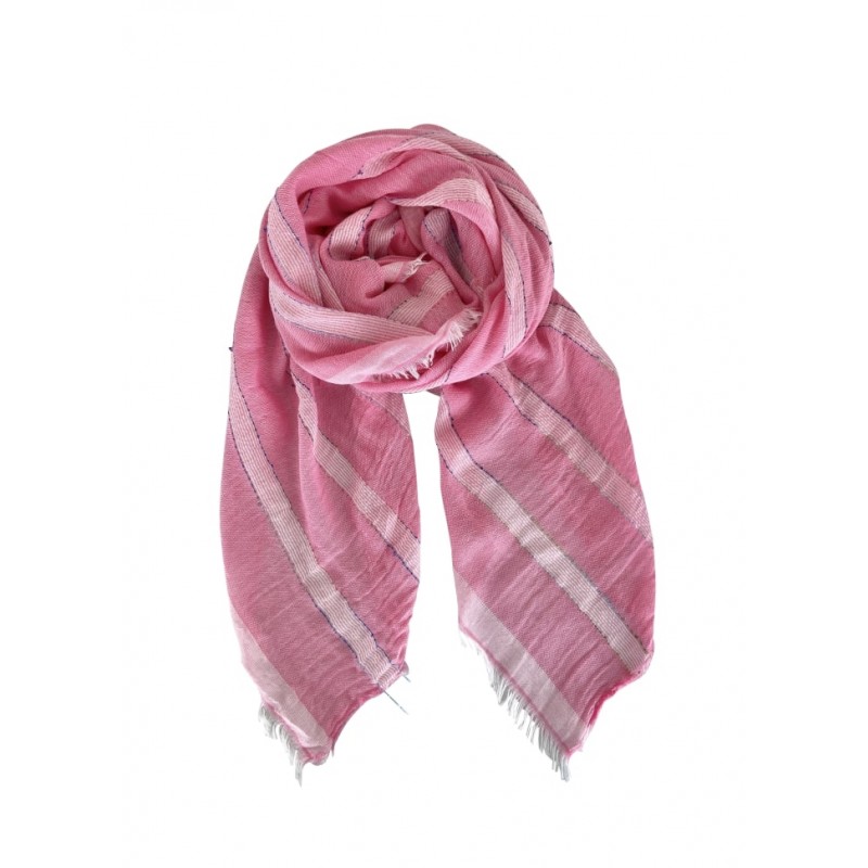 Black Colour Beverly Striped Scarf Pink