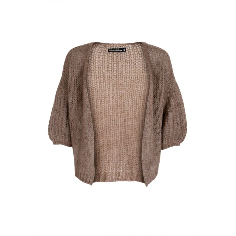 Black Colour Casey Puff Sleeve Cardigan Taupe