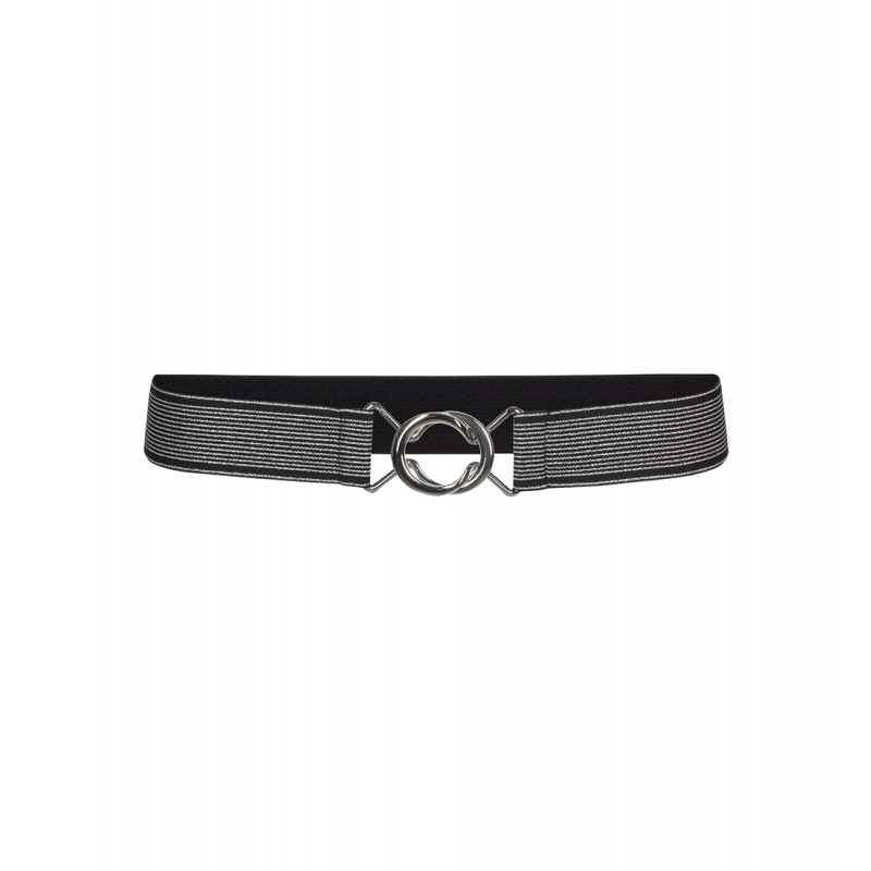Có Couture Silver Elastic Belt Silver/Black One Size