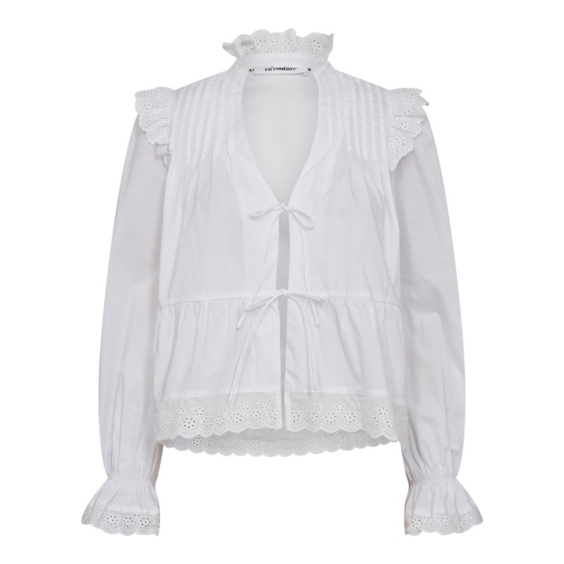 Co'Couture Prima Frill Tie Blouse White