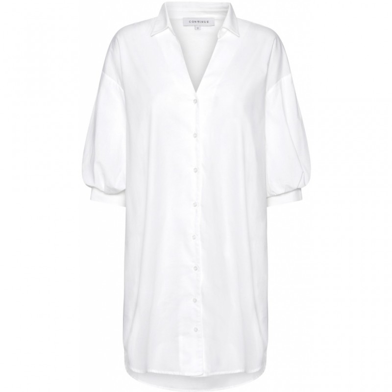 Continue Cph Carrie Long Shirt With Puff Sleeves White