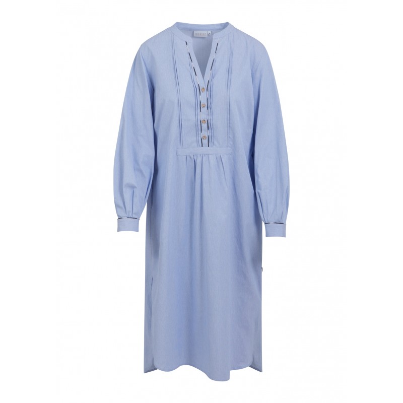 Coster Copenhagen Long Shirt With Piping Oxford Blue 
