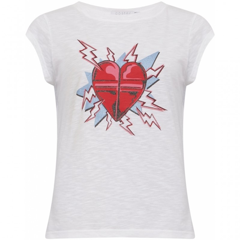 Coster Copenhagen T-shirt W. Heart Print White 