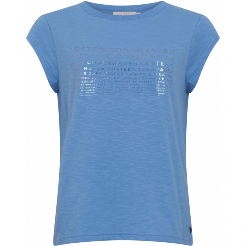  Coster Copenhagen T-shirt W. Holographic Print Airy Blue