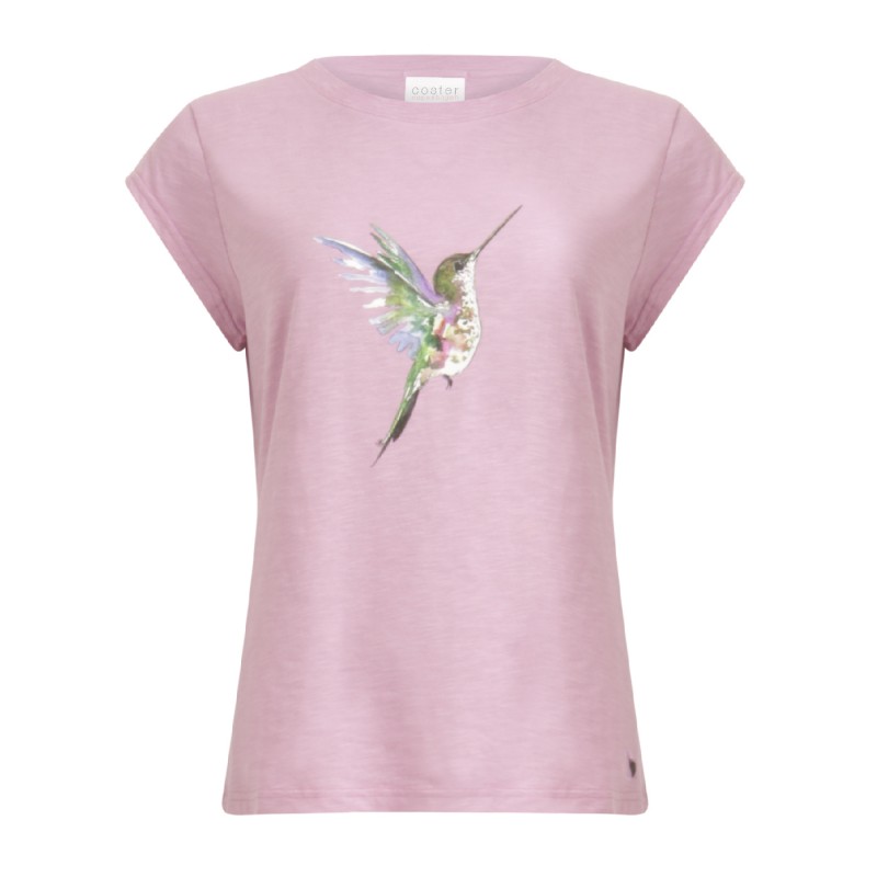 Coster Copenhagen T-shirt W. Hummingbird Print Bubblegum Pink