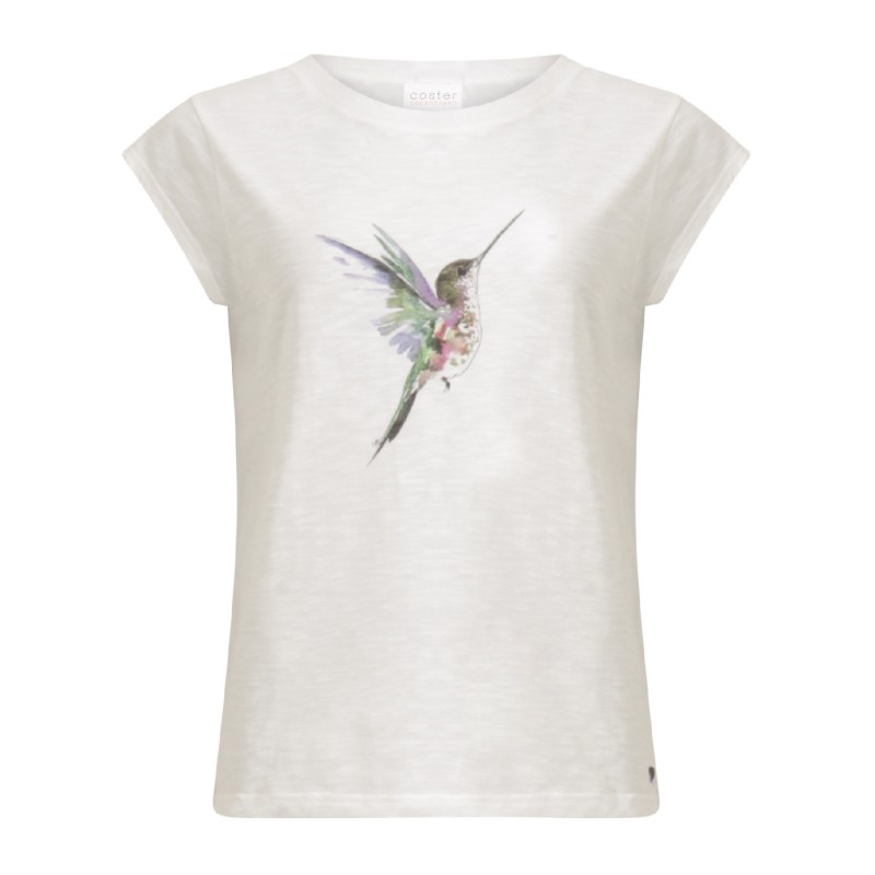 Coster Copenhagen T-shirt W. Hummingbird Print White