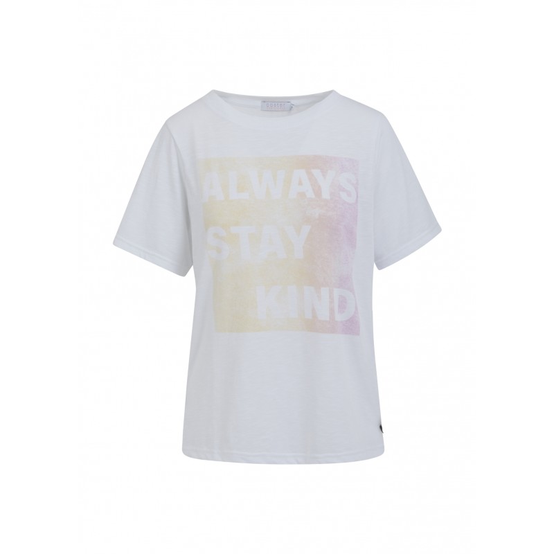 Coster Copenhagen T-Shirt With Stay Kind Print And Mid Sleeve White