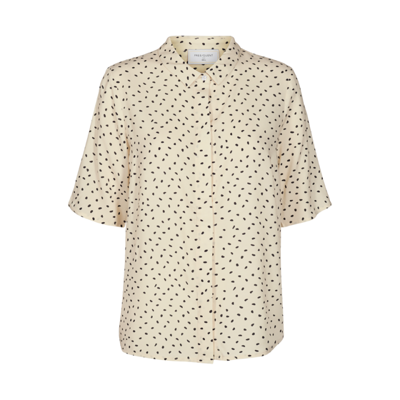 Freequent Adney Short Sleeves Shirt W. Dots Whitecap Gray W. Black