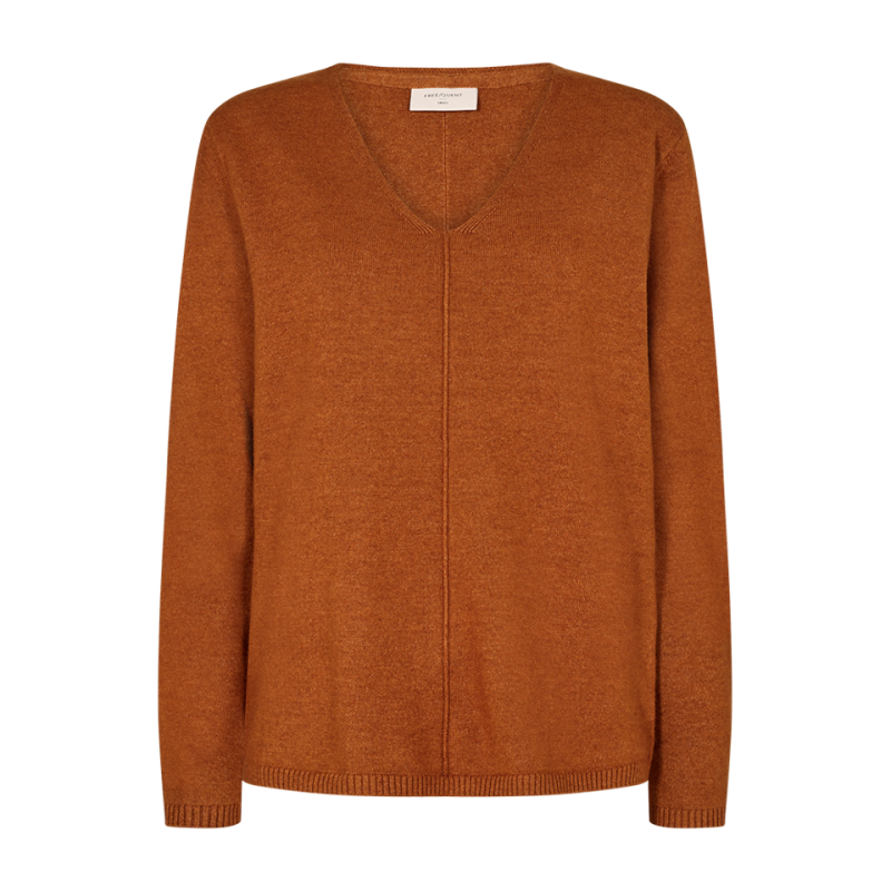 Freequent Claura V Pullover Roasted Pecan Melange