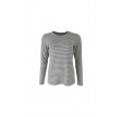 Black Colour Penny Lone Sleeves Striped T-shirt Grey