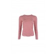 Black Colour Polly Long Sleeves Striped T-shirt Coral