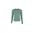 Black Colour Polly Long Sleeves Striped T-shirt Green