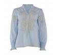 Continue Asta Blouse With Embrodery Light Blue White Embrodery