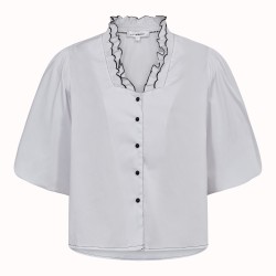 Co'Couture Ellie Scollop Edge SS Shirt White