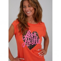 Coster Copenhagen T-shirt With Love To Hustle Hot Orange