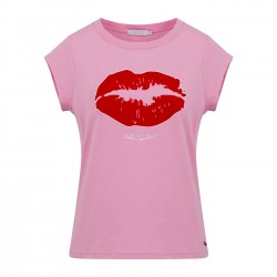 Coster Copenhagen Tee With Velvet Kiss Print Cap Sleeve Candy Pink