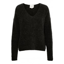 My Essential Wardrobe Julie V-neck Knit Pullover Black