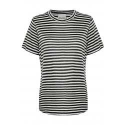 My Essential Wardrobe Lisa Striped Tee Black w. White Stripe