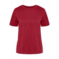 Pieces Ria SS Fold Up Solid Tee Noos BC High Risk Red