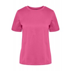 Pieces Ria SS Fold Up Solid Tee Noos BC Shocking Pink