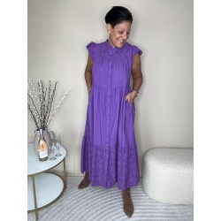 Y.A.S Viola SS Long Shirt Dress S. Deep Lavender